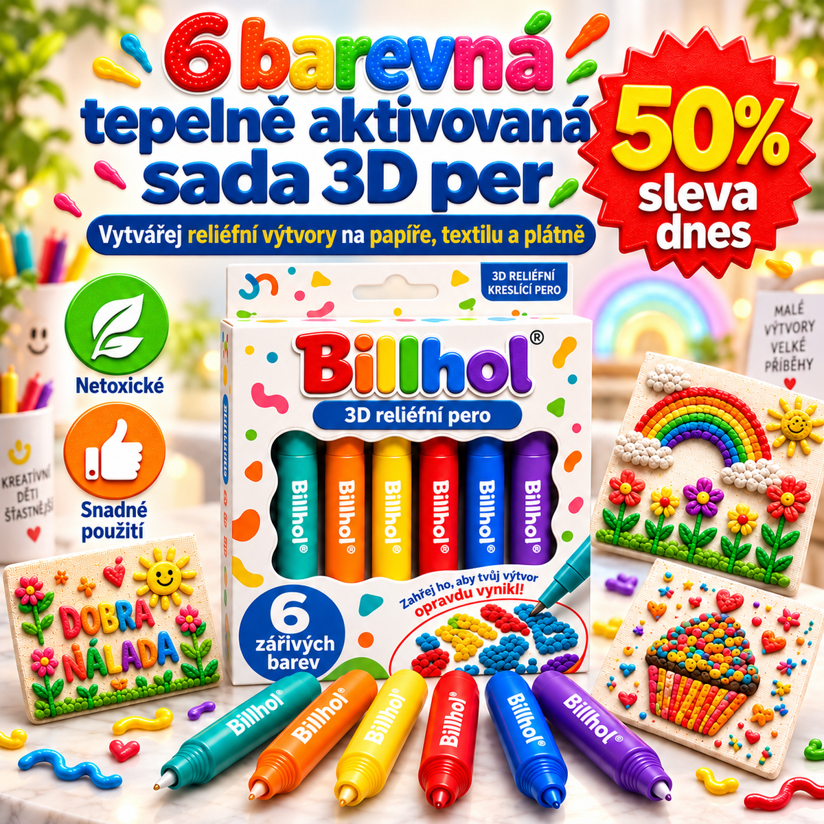 Ušetřete 50 % při dnešní objednávce丨𝐁i𝐥𝐥𝐡𝐨𝐥® 🧊3D reliéfní pero – Proměňte obyčejné kresby v hmatatelné 3D umění