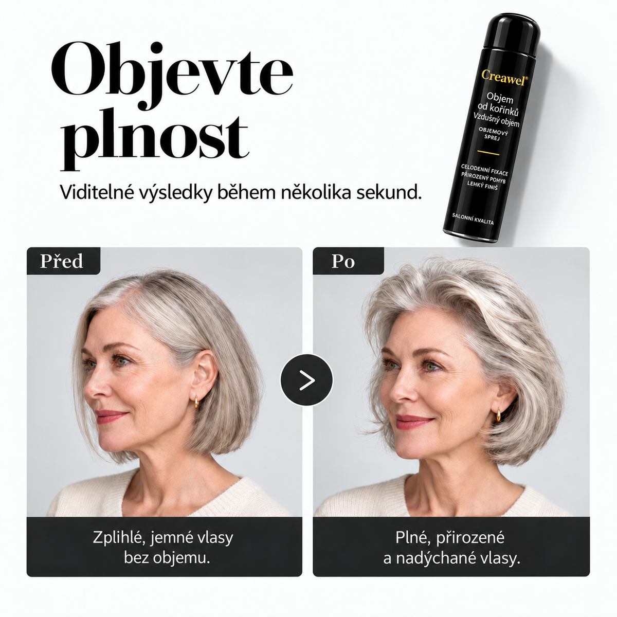 ⏳🔥 ČASOVĚ OMEZENÁ SLEVA 70 %! ⏰ Creawel®🎉 RootLift AirVolume Stylingový Sprej S Broskvovou Vůní – Okamžitý Objem Od Kořínků, Plnější Vzhled Vlasů A Pružná Fixace Po Celý Den