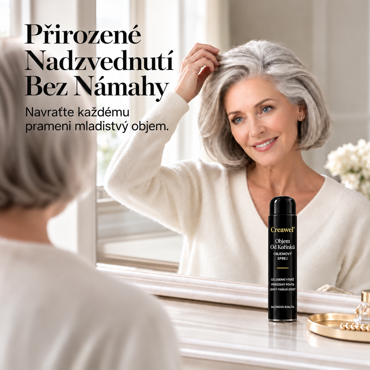 ⏳🔥 ČASOVĚ OMEZENÁ SLEVA 70 %! ⏰ Creawel®🎉 RootLift AirVolume Stylingový Sprej S Broskvovou Vůní – Okamžitý Objem Od Kořínků, Plnější Vzhled Vlasů A Pružná Fixace Po Celý Den