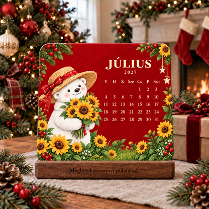 Vánoční limitovaná edice – BILLHOL® 🎄 Timeless 2027 | Prémiový stolní kalendář z papíru se semínky s dřevěným stojánkem