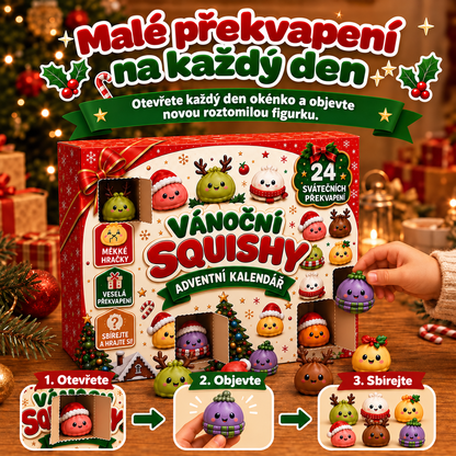 BILLHOL® 🎄 Vánoční Squishy adventní kalendář – 24 dní plných roztomilých překvapení a měkkých figurek