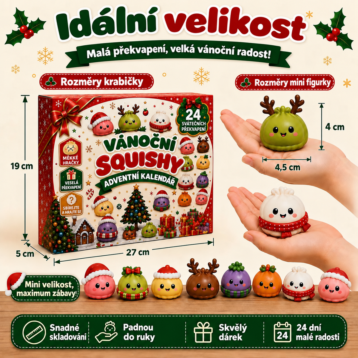 BILLHOL® 🎄 Vánoční Squishy adventní kalendář – 24 dní plných roztomilých překvapení a měkkých figurek