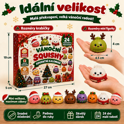 BILLHOL® 🎄 Vánoční Squishy adventní kalendář – 24 dní plných roztomilých překvapení a měkkých figurek